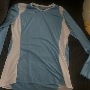Under Armour Light Blue and White Long Sleeve Tee